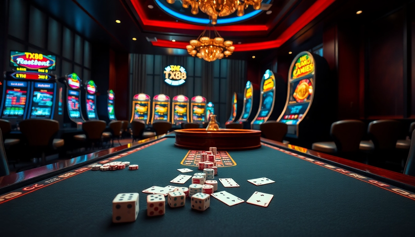 Experience the thrill of TX88 gaming with vibrant tables and exciting slot machines.