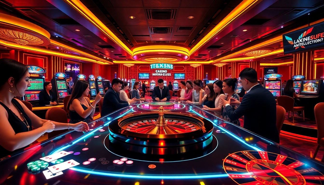 Experience thrilling gameplay at max88 vin apk, featuring a colorful casino environment with engaged players.