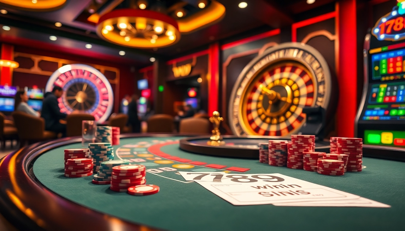 Experience the thrill of "789 win" at an upscale casino with exciting games and vibrant casino tables.