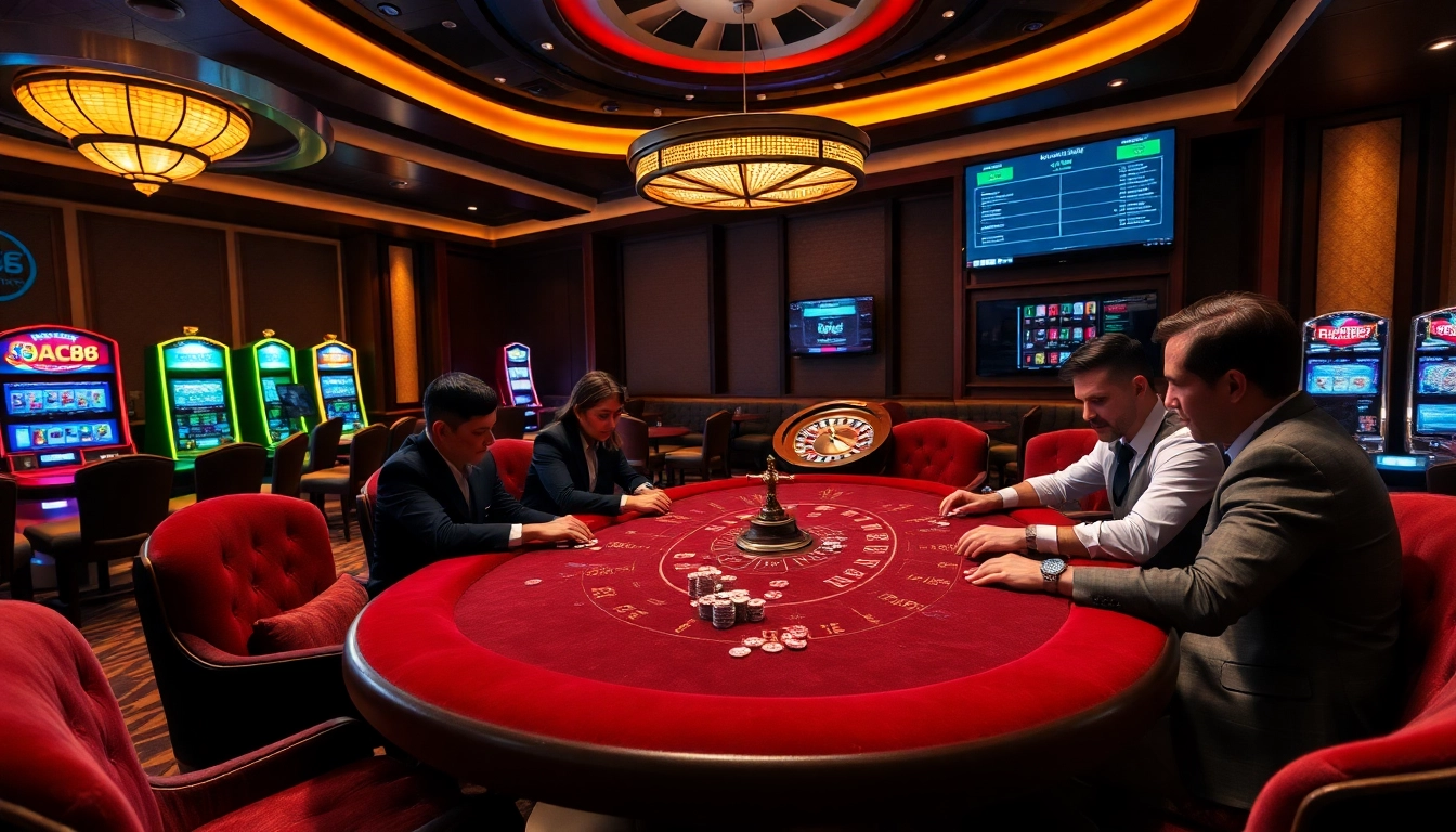 Experience the thrill of poker at abc88, featuring an elegant casino atmosphere and intense game play.
