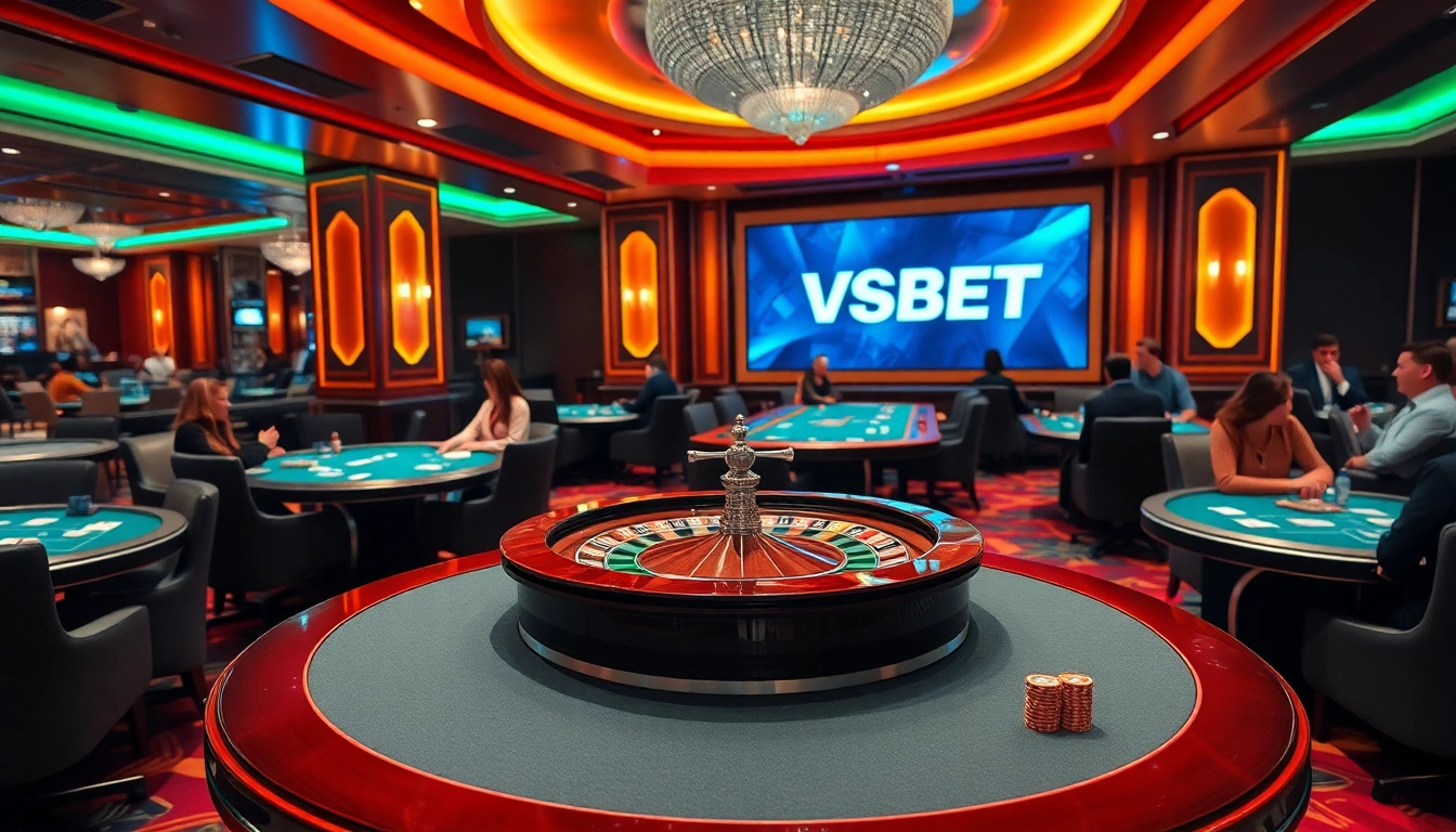 Experience the thrill of VSBET casino gaming with vibrant tables and elegant surroundings.