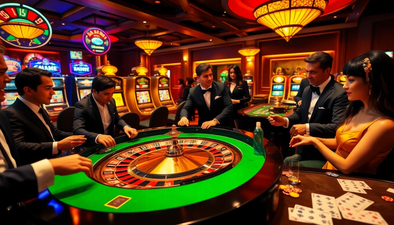 Experience the thrill of gambling at https://32win2025.online/ with engaging casino visuals featuring roulette and slot machines.