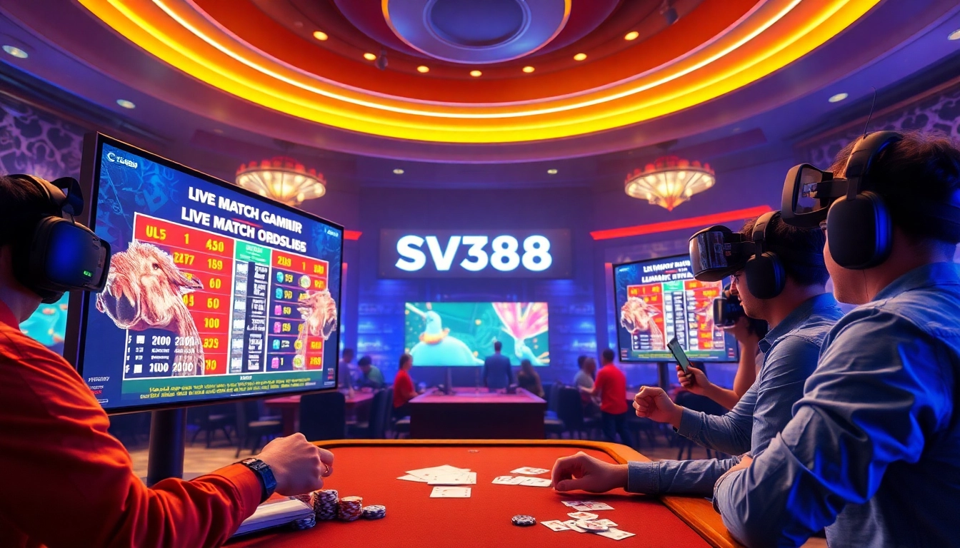 Experience the thrill of SV388's online cockfighting platform with live match betting and vibrant casino visuals.