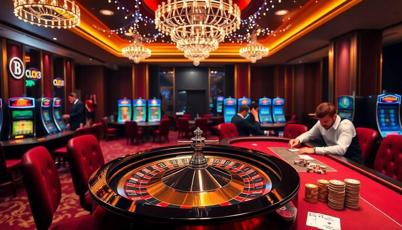 Trải nghiệm sự phấn khích của LUCK8 khi người chơi tận hưởng một trò chơi đầy hồi hộp tại bàn casino sang trọng.