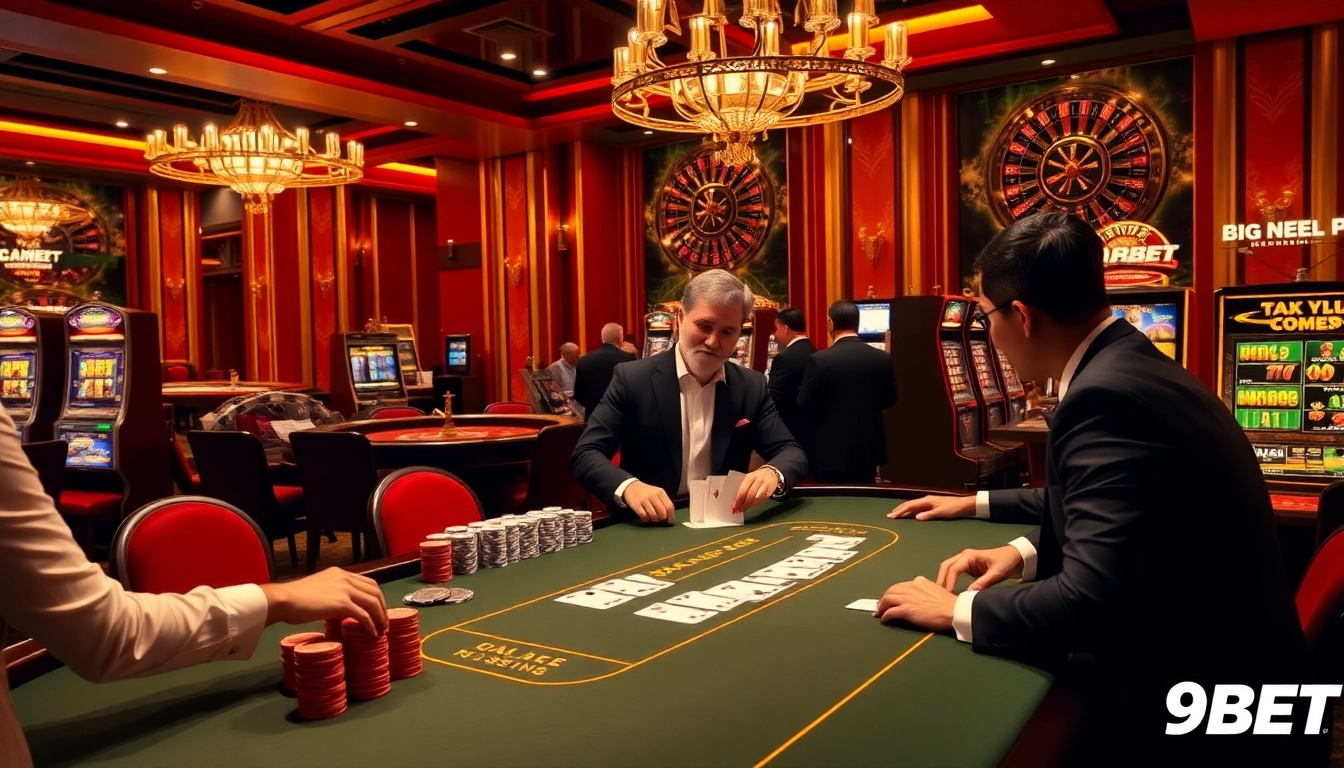 Experience thrilling gaming at 9BET Casino with professional dealers and luxe gambling setup.