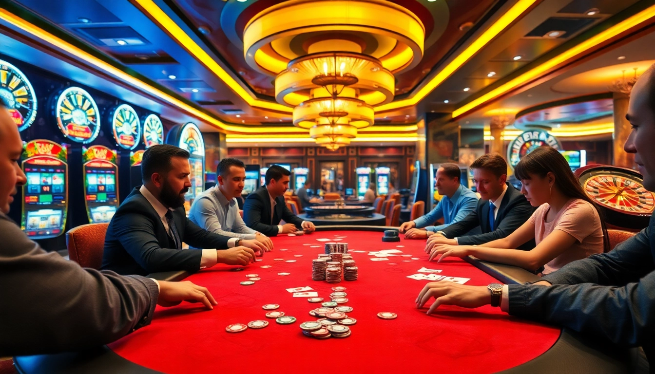 Experience the thrilling ambiance of 789bet with players engaged at a luxurious poker table.