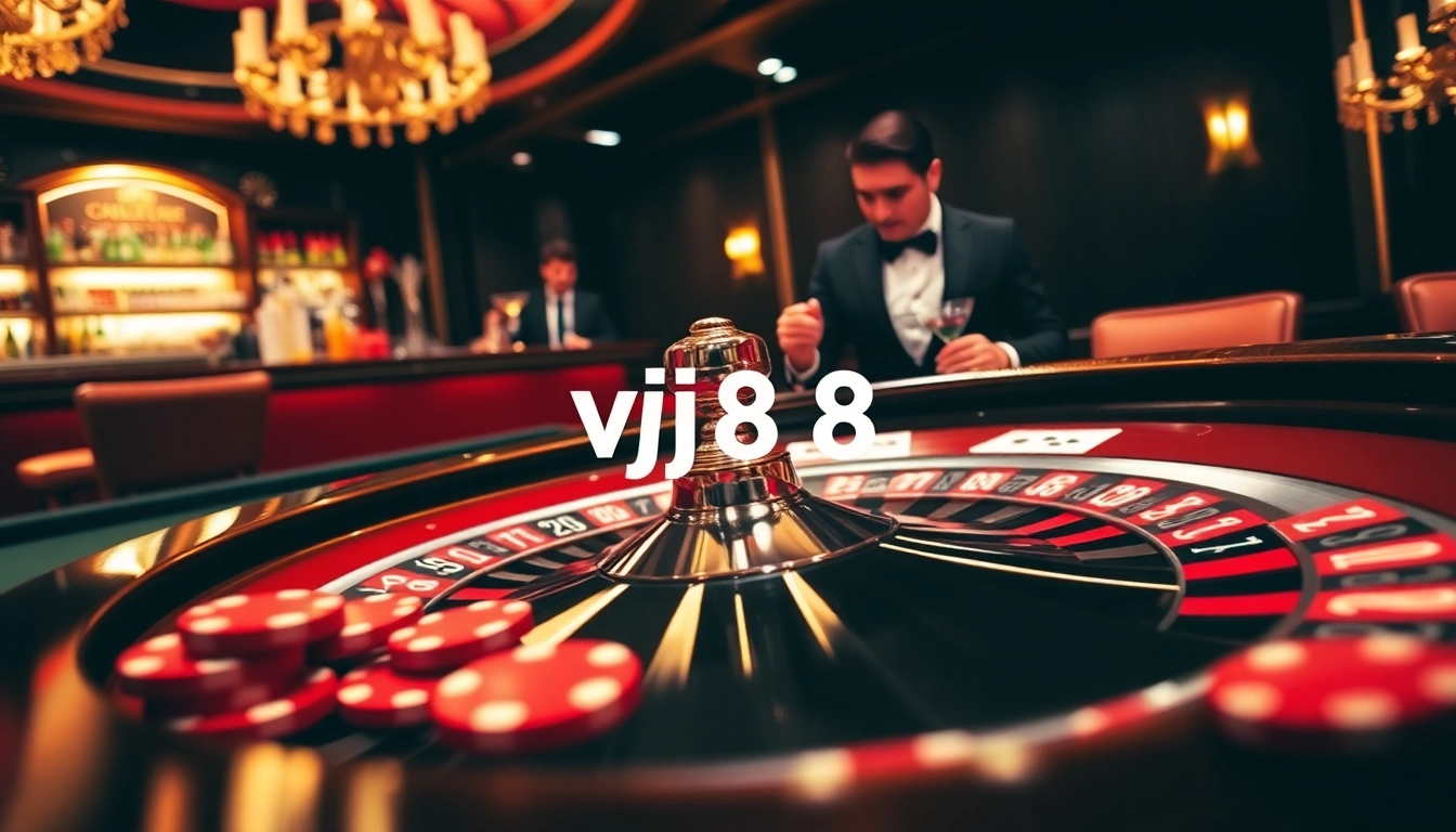 Players engaged in an exciting roulette game at https://vj88.com/, showcasing vibrant chips and a luxurious atmosphere.