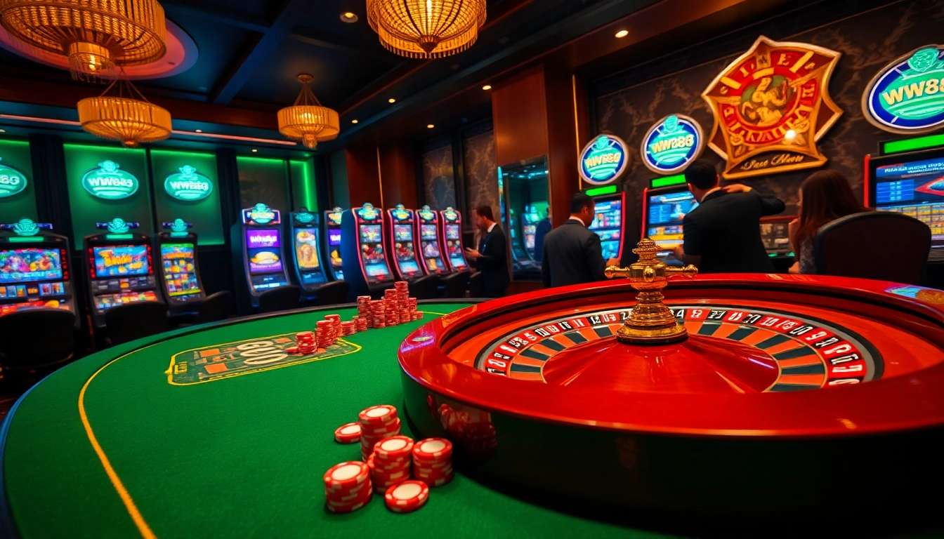 Witness ww88's dynamic casino experience with vibrant slot machines and elegant poker action.