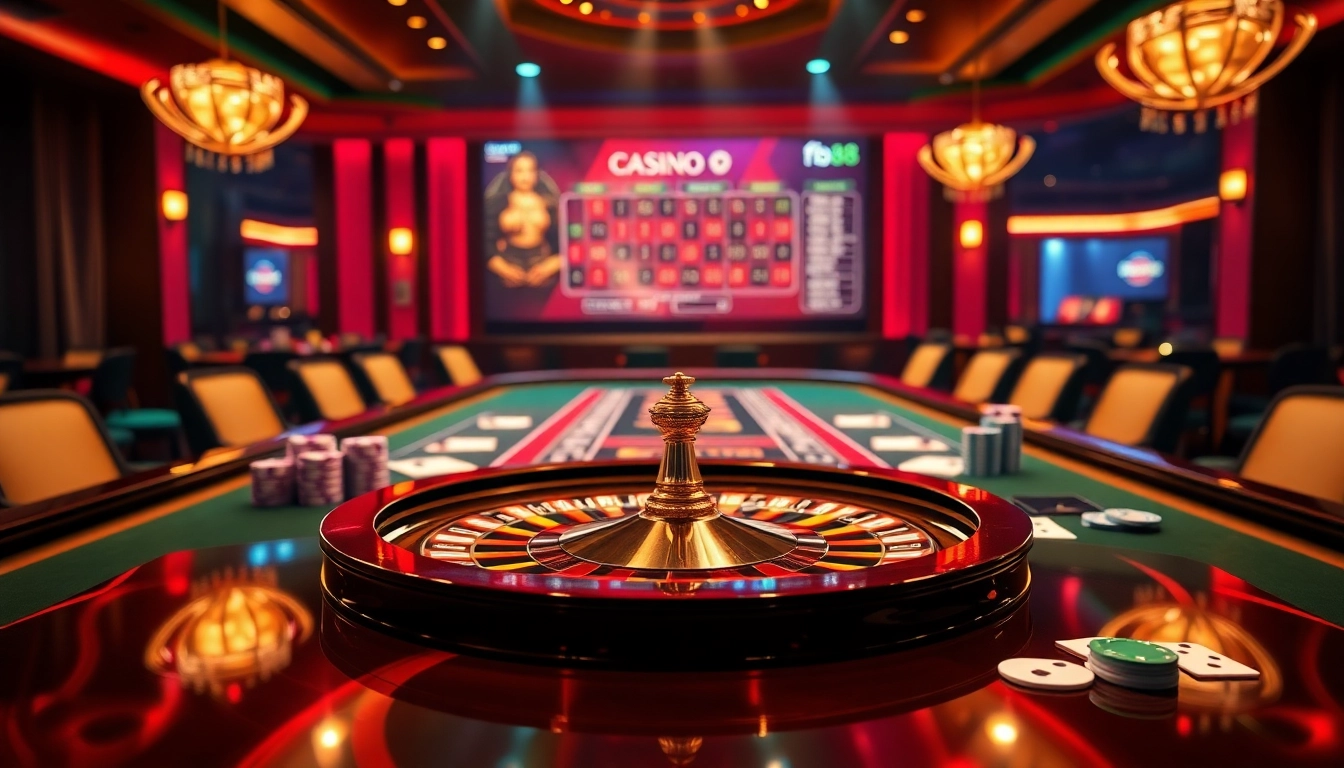 Experience the thrill of fb88 online gaming with vibrant tables, cards, and roulette.