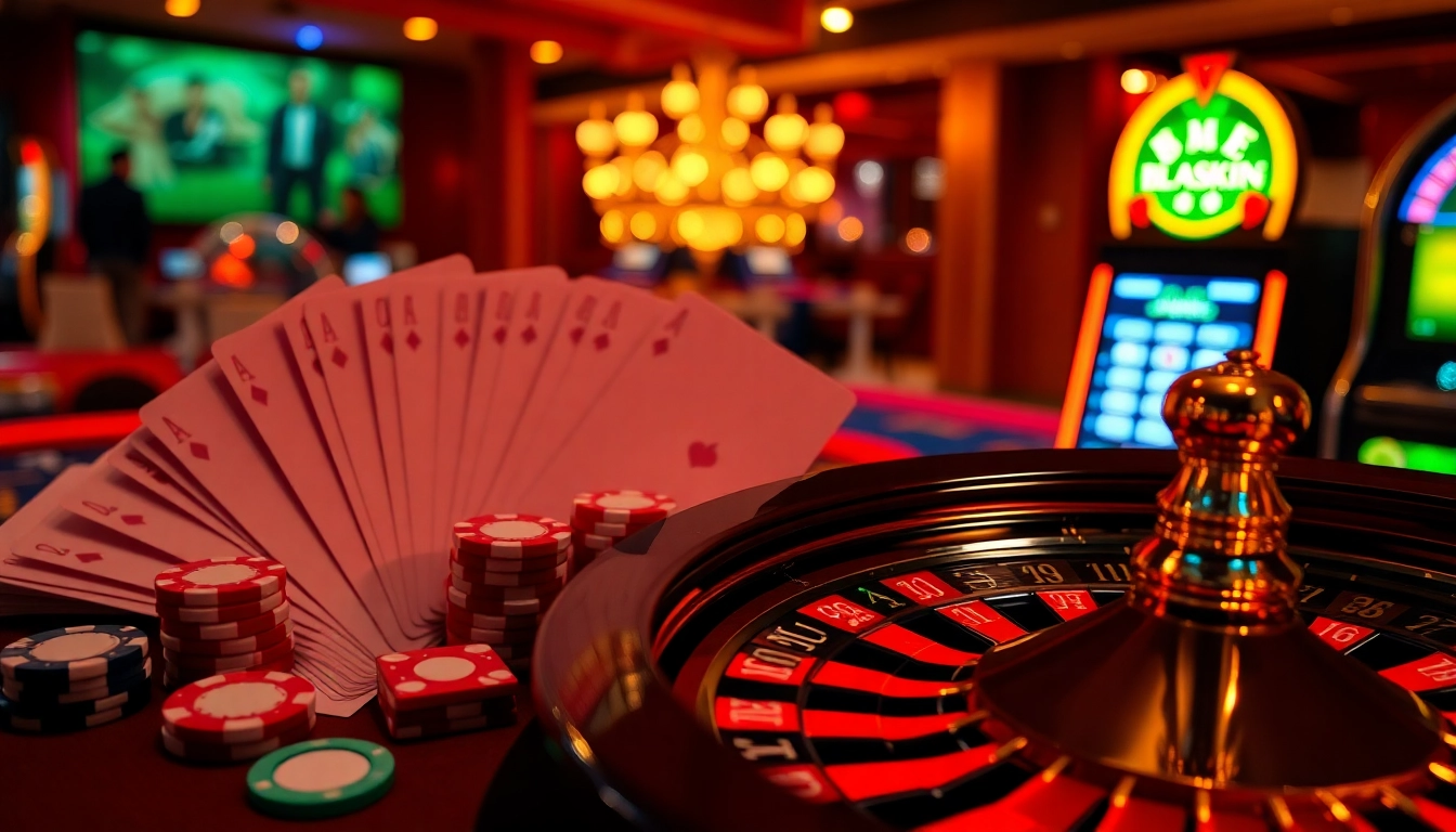 Sodo66 players placing bets at a luxurious online casino, featuring poker chips and roulette.