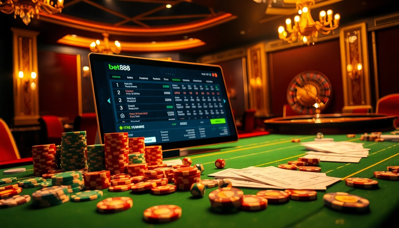 Experience thrilling kèo bóng đá bet88 betting insights surrounded by casino gaming elements.