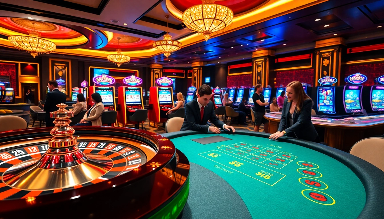 Immersive gambling scene featuring MM88 SH with vibrant casino tables and players.