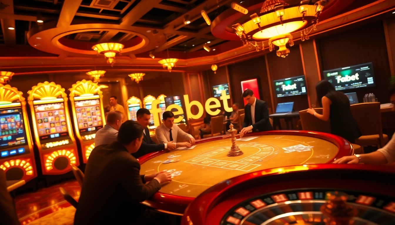 Betting on an exciting game at Febet's luxurious online casino atmosphere.
