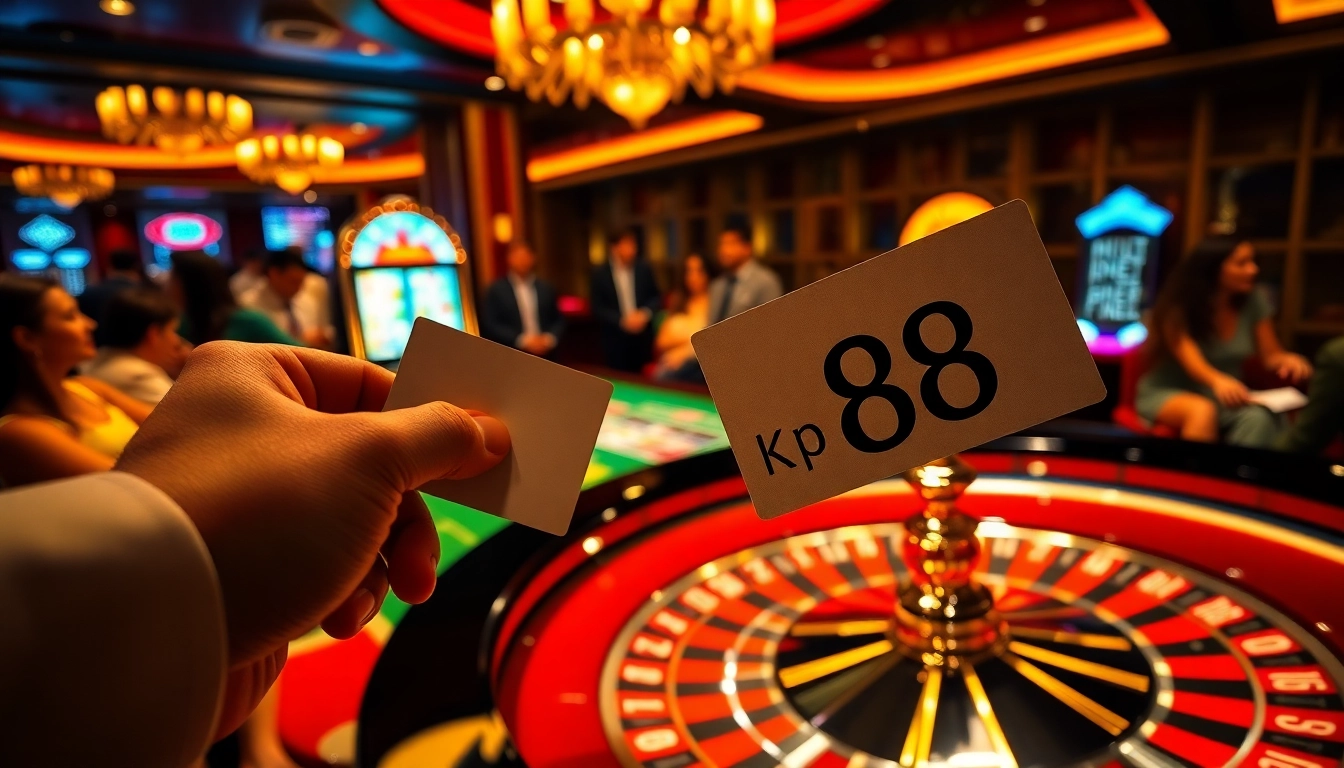 Players engaging at a roulette table while betting on Kp 88 in a vibrant casino setting.