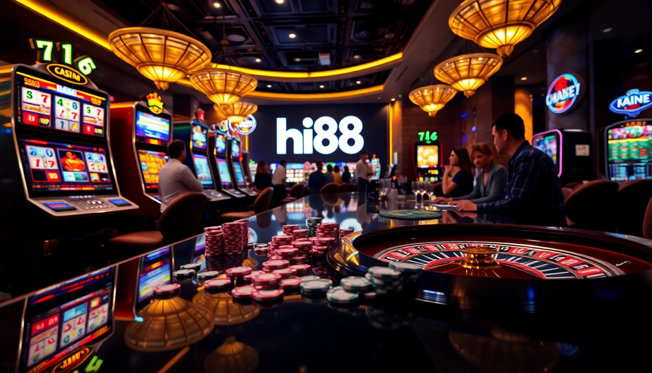 Players enjoy an immersive Hi88 online casino experience with vibrant gaming visuals.