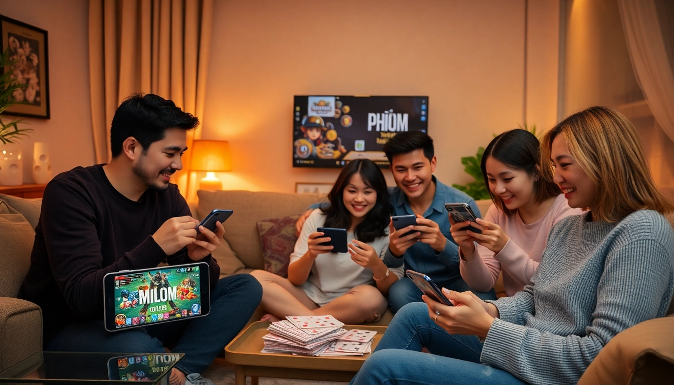 Players engaging in exciting online card games via gamebaidoithuong.com.vc in a cozy setting.