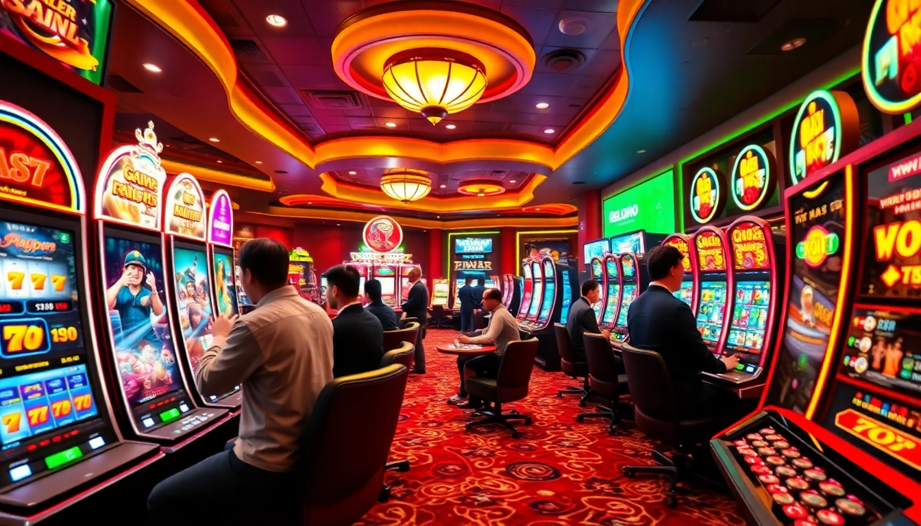 Exciting online casino gaming scene at hello88win.live featuring dynamic players and vibrant jackpot displays.