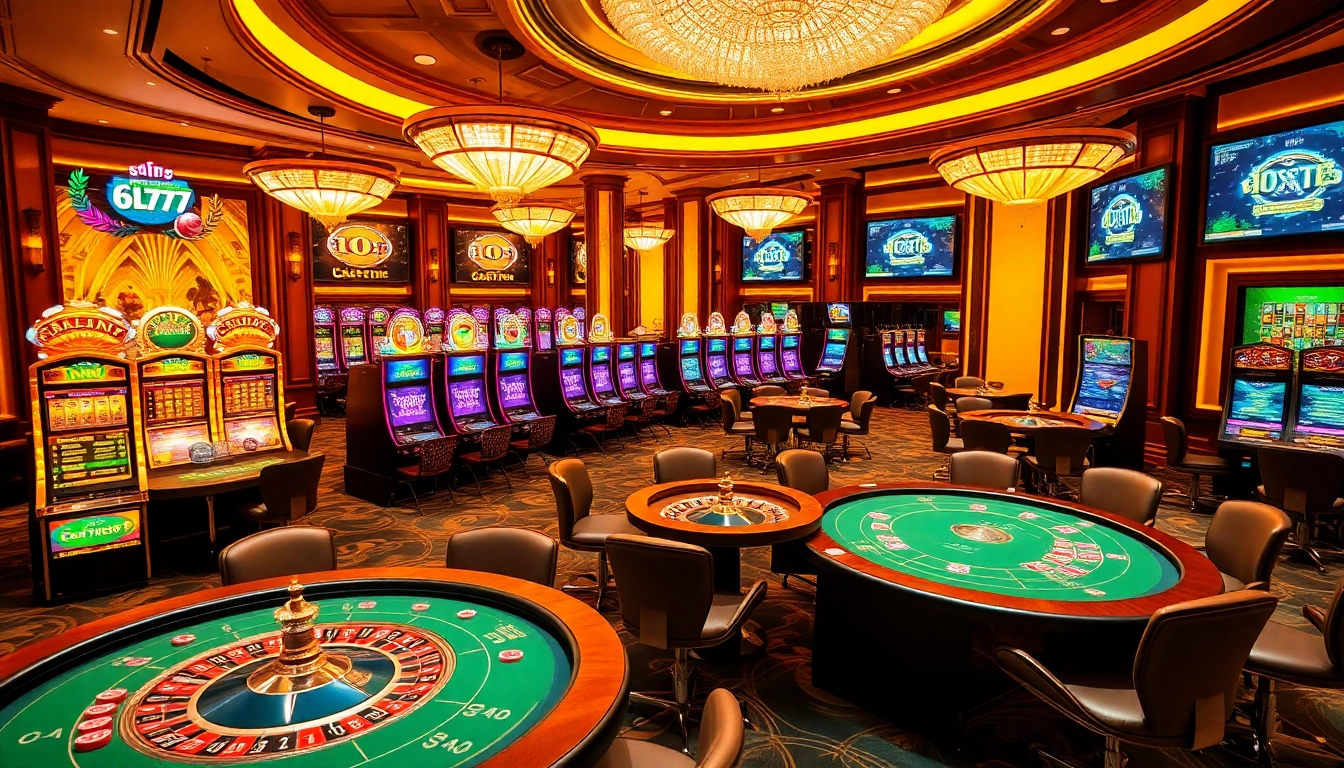Experience thrilling gaming action at https://www.6l777.vip/ with elegant casino tables and vibrant slot machines.
