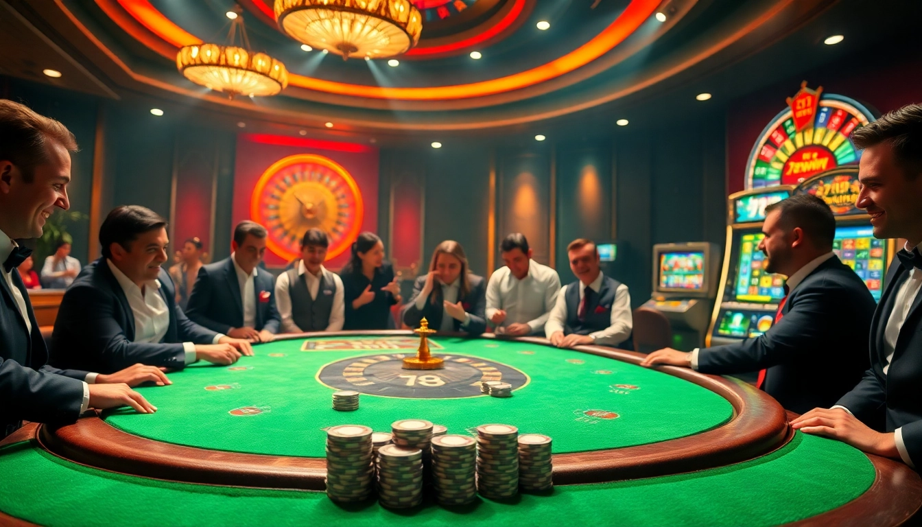 Players engaging with the exciting poker scene at 789win casino.