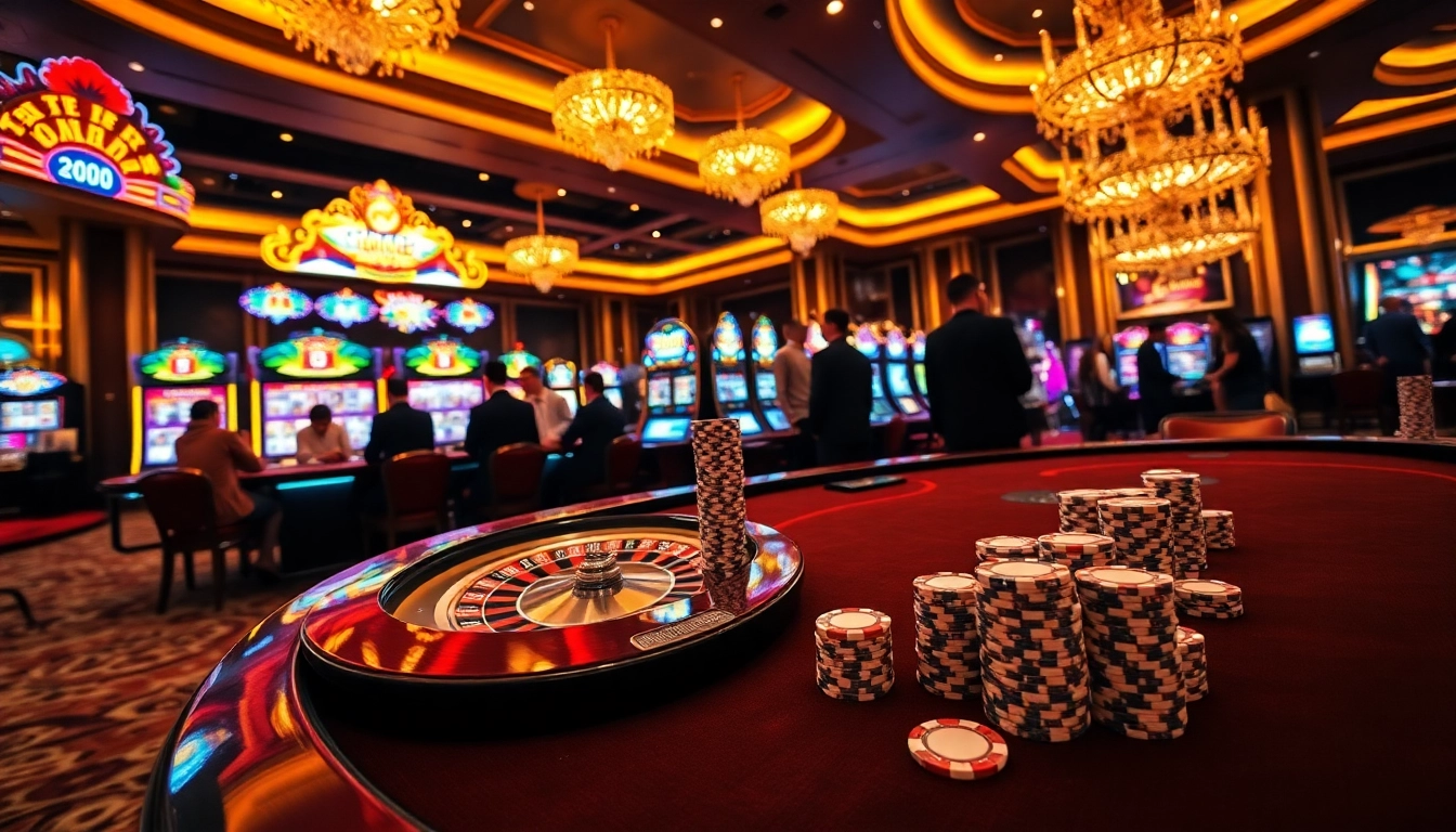 Experience the thrill of king888 at a vibrant casino with roulette and slot machines.