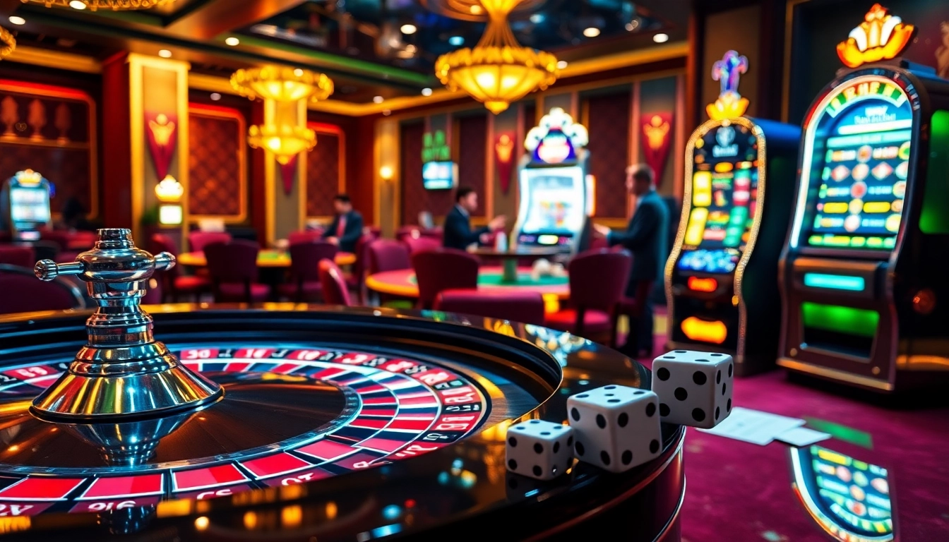 Experience thrilling gameplay at https://go88.audio/ with a vibrant atmosphere showcased through casino tables and players.