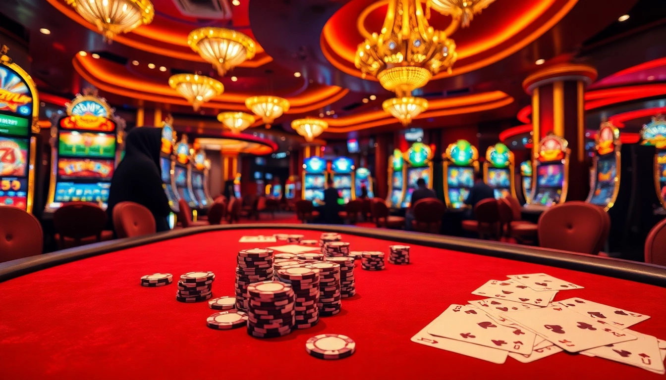 Engaging scene of gamblers enjoying gameplay at Sumvip casino with poker chips and cards.