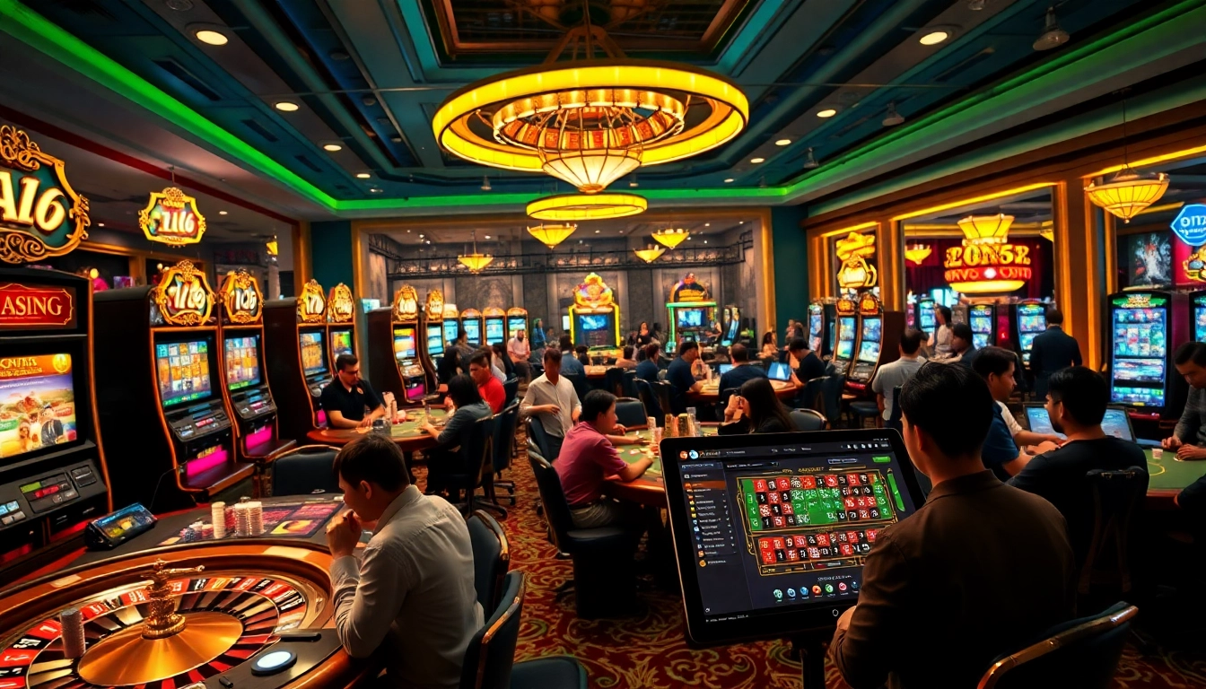 Gamble responsibly at nhà cái F168 with vibrant casino visuals showcasing excitement and luxury.