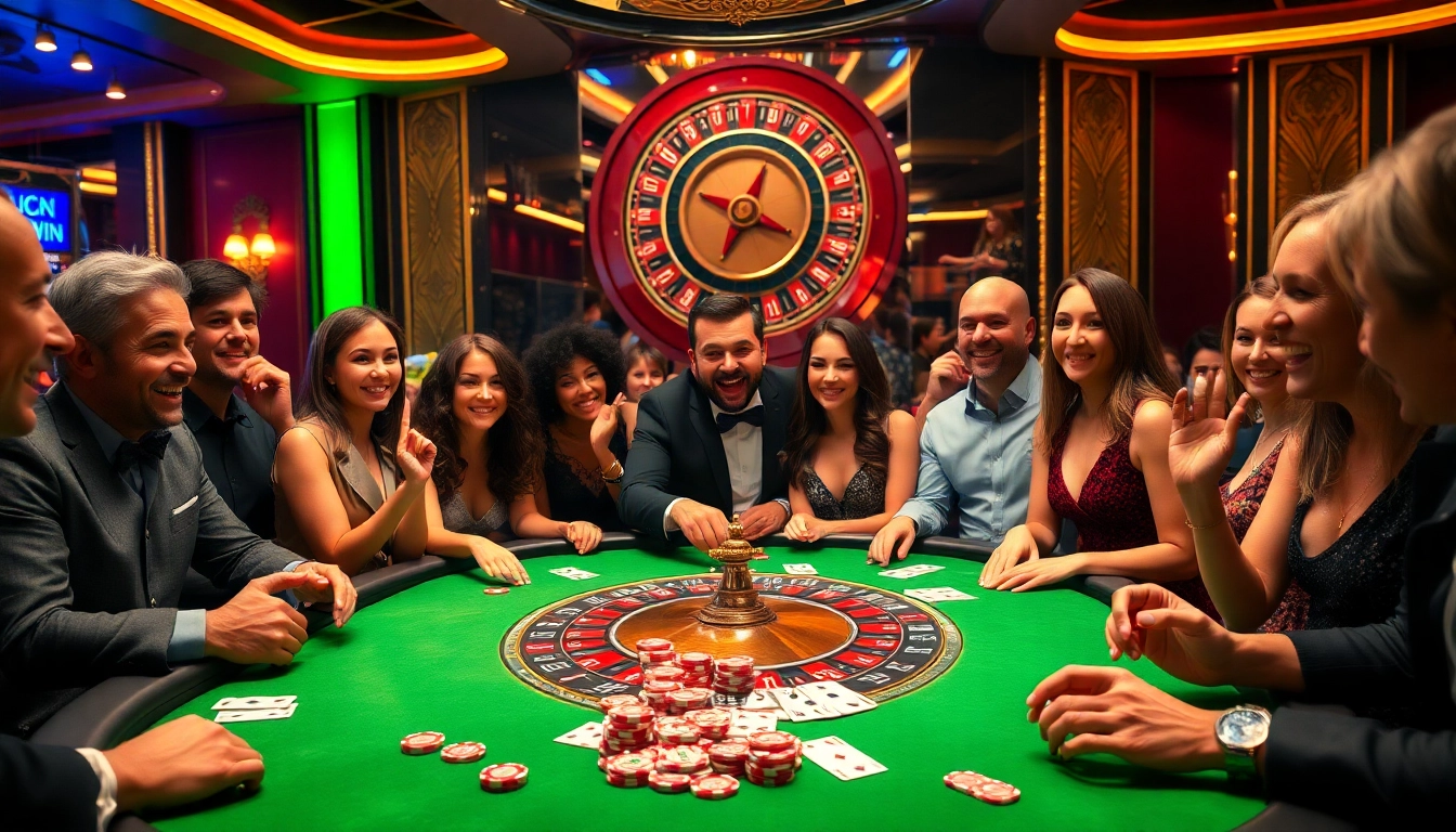 Experience thrilling gameplay at LUCKYWIN casino, featuring diverse players and a lively atmosphere.